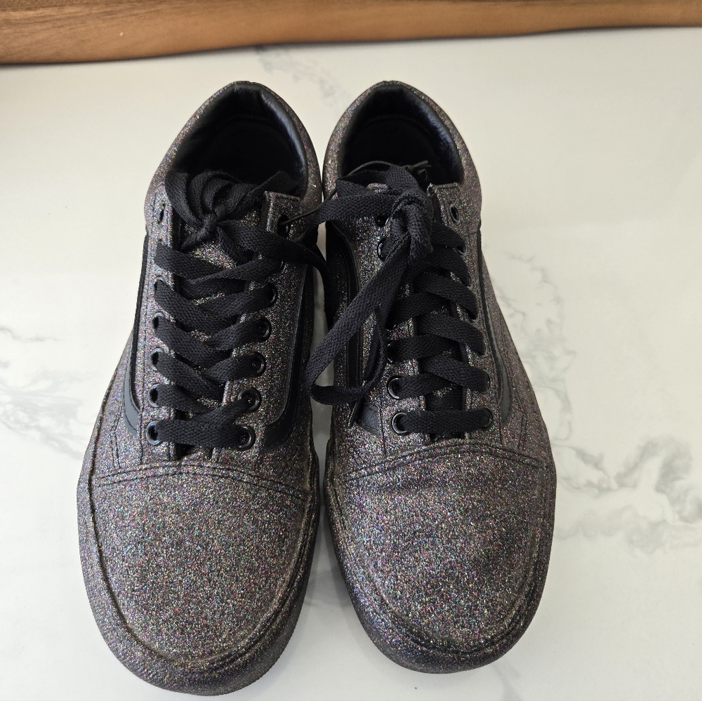 Womens Black Sparkle Vans Tennis Shoes - Size 9 Womens - Picture 2 of 6